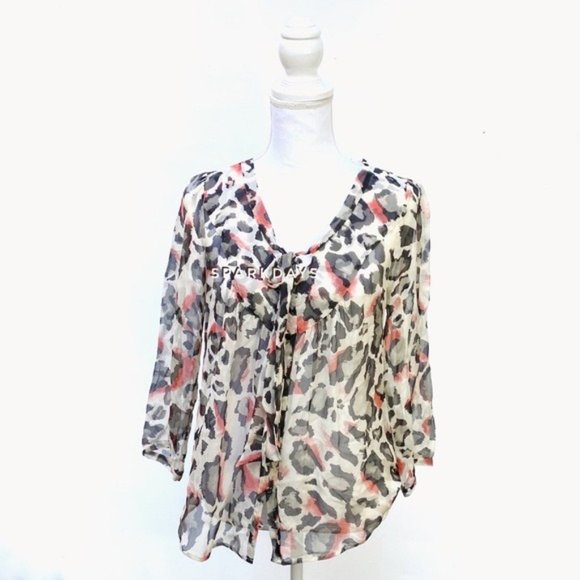 Anthropologie Leopard 100% Silk Cheetah Blouse | 8 - Picture 6 of 12